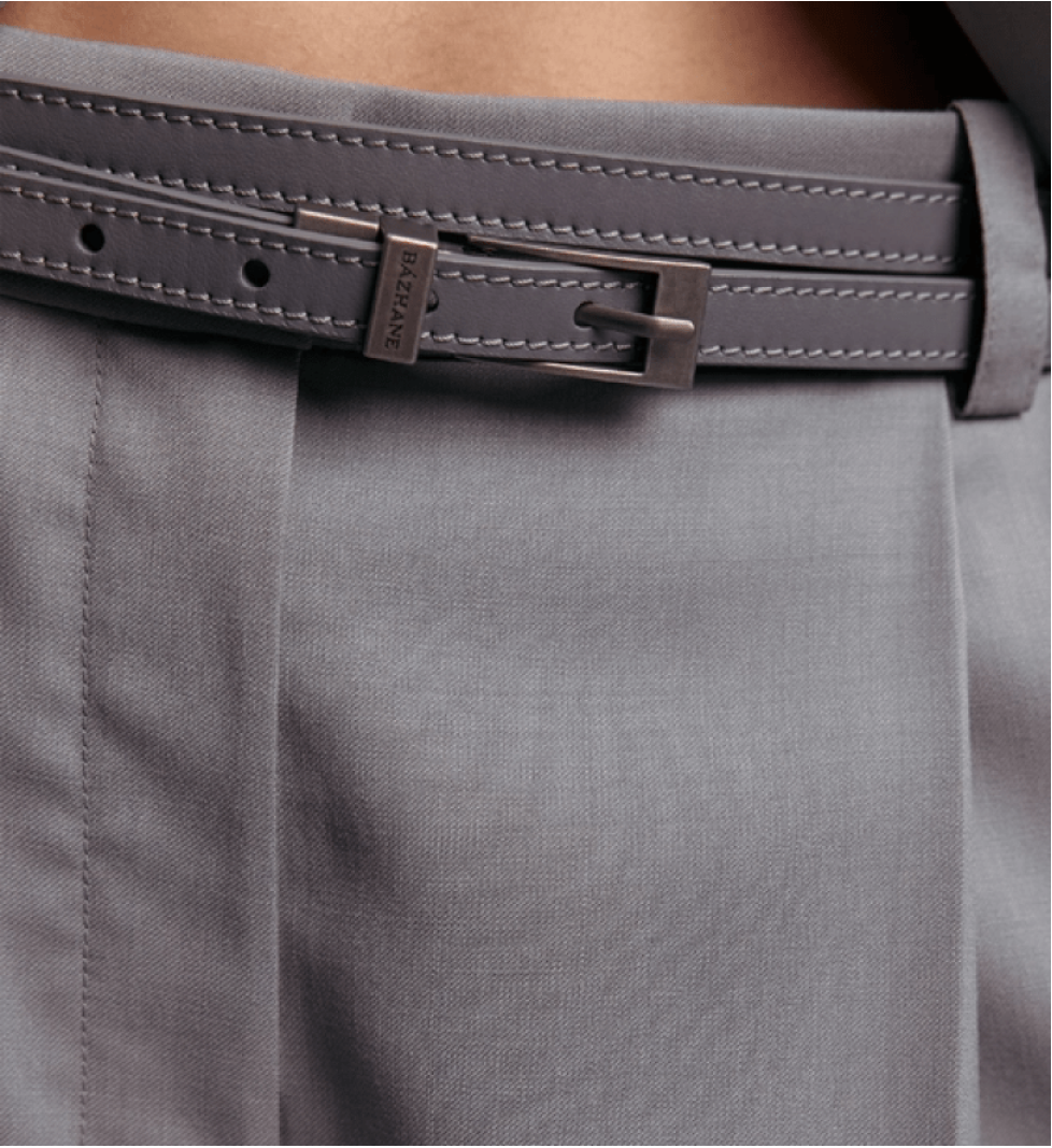 BAZHANE Double leather belt Grey