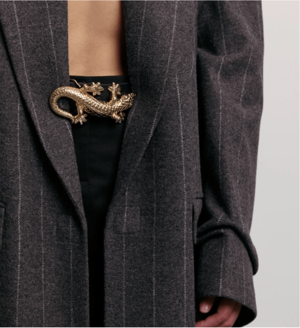 BAZHANE Leather belt Golden Lizard