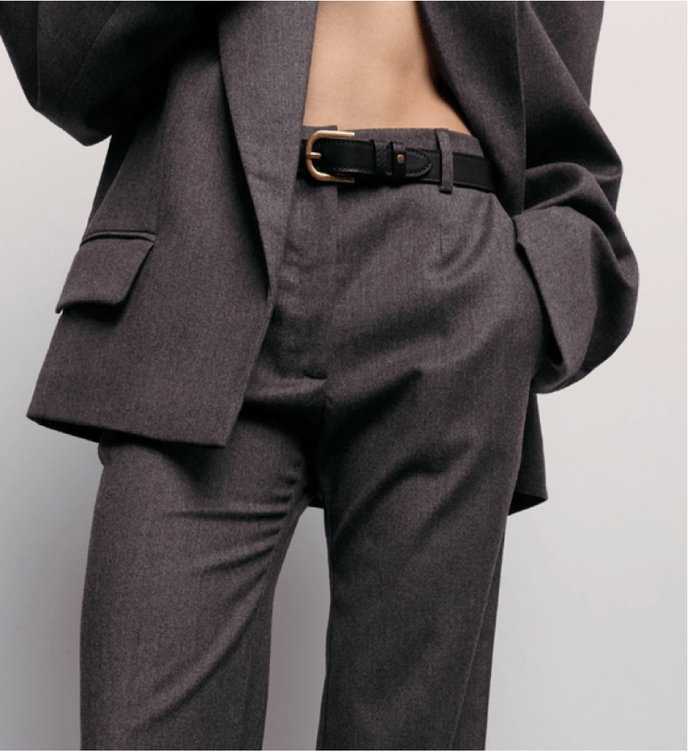 BAZHANE Leather Belt with gold buckle