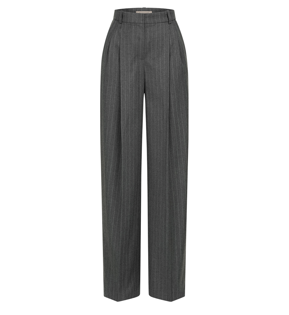BAZHANE Wollen pants relax on a medium fit gray striped