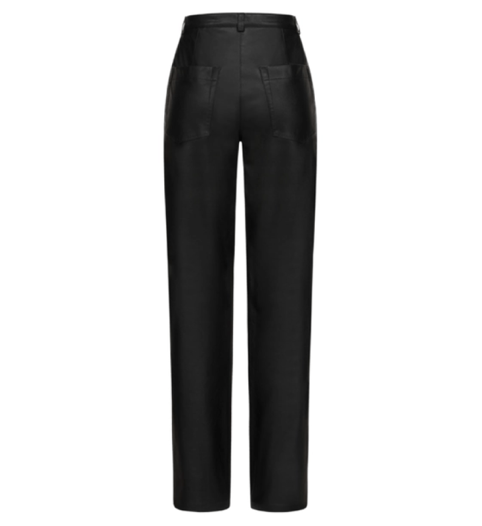 BAZHANE Eco-leather pants black