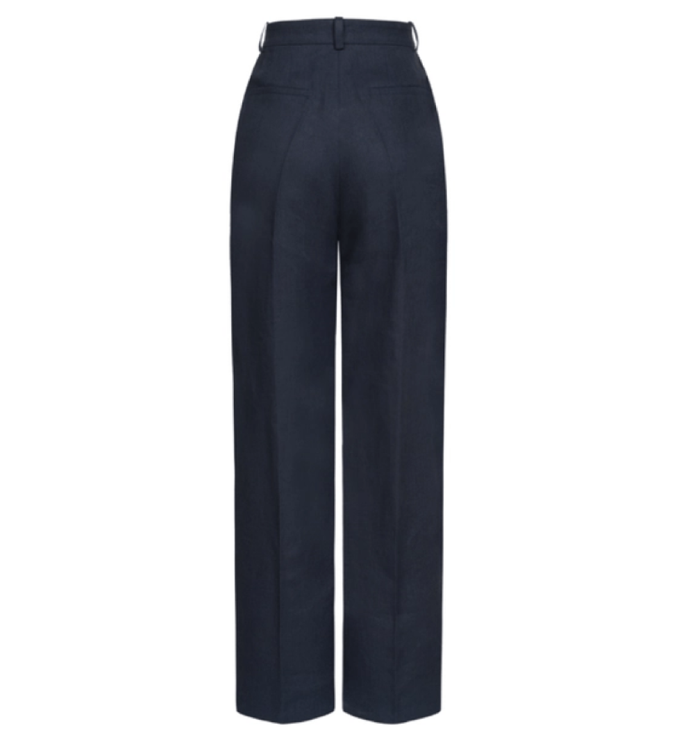 BAZHANE Linen pants relax on a medium fit blue