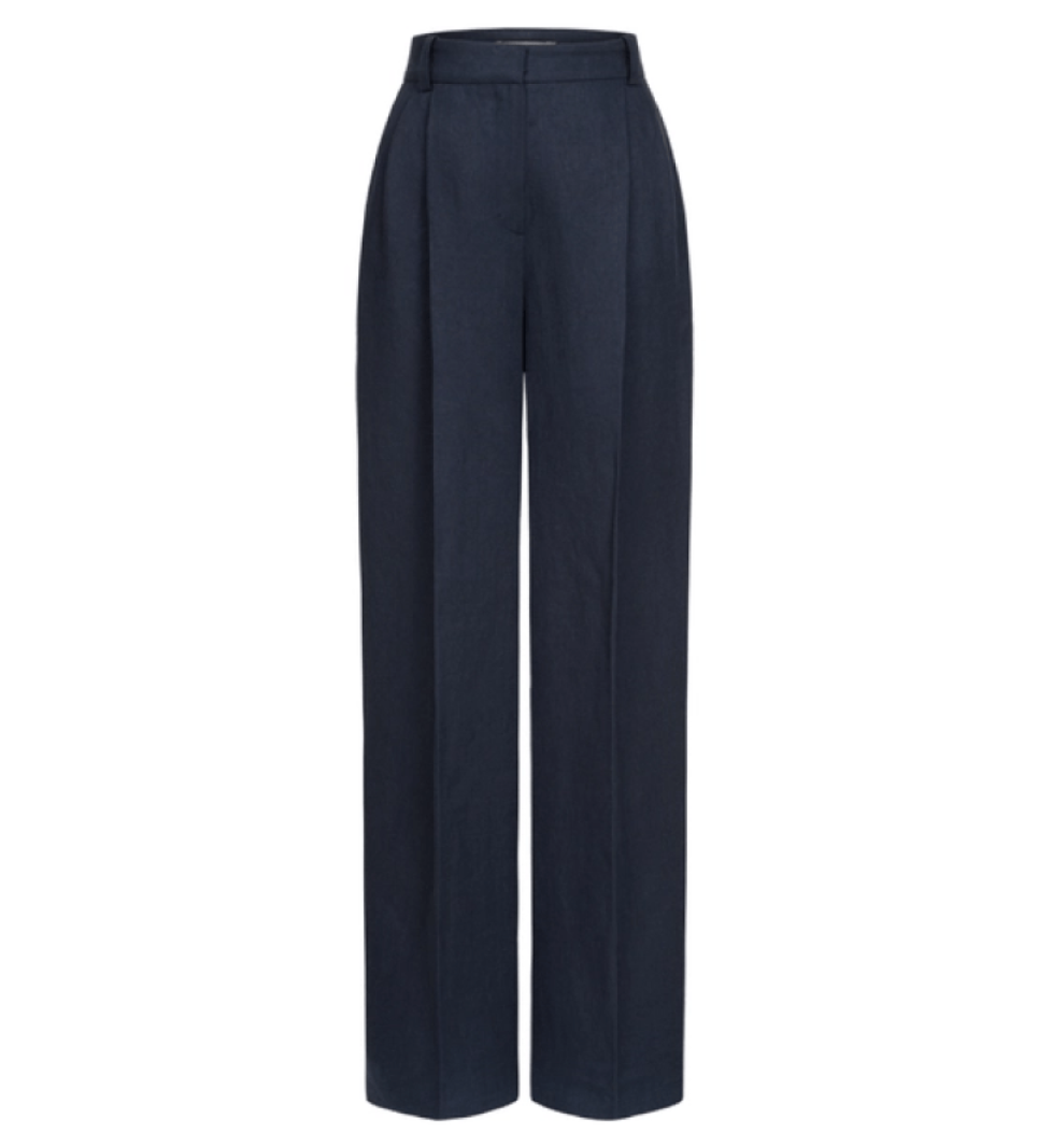 BAZHANE Linen pants relax on a medium fit blue
