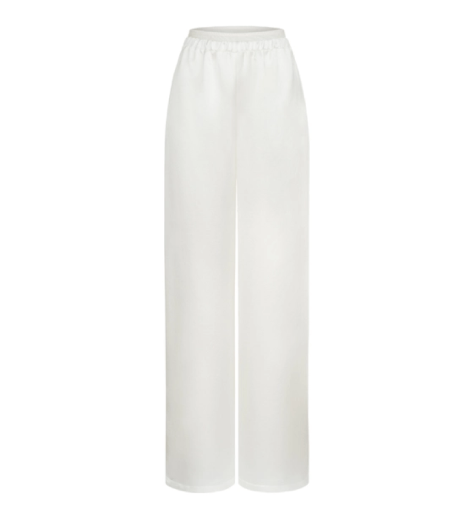 BAZHANE Satin pants with imitation of lace underwear milk
