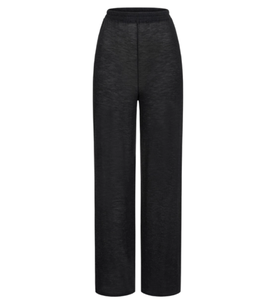 BAZHANE Straight cut translucent pants black