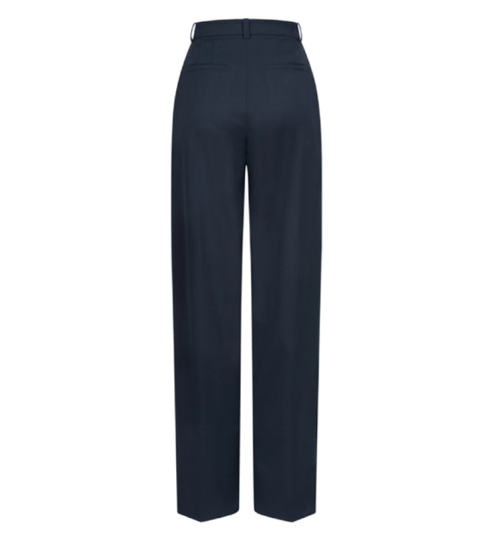 BAZHANE Wollen pants relax on a medium fit blue