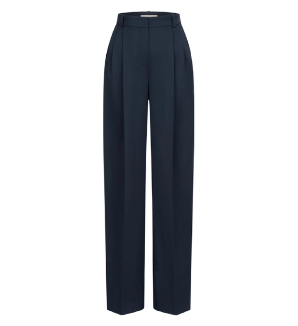 BAZHANE Wollen pants relax on a medium fit blue
