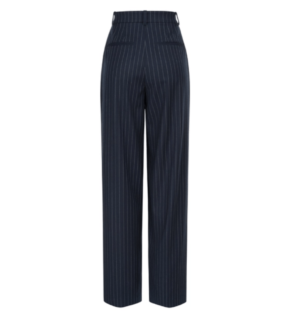 BAZHANE Wollen pants relax on a medium fit blue striped