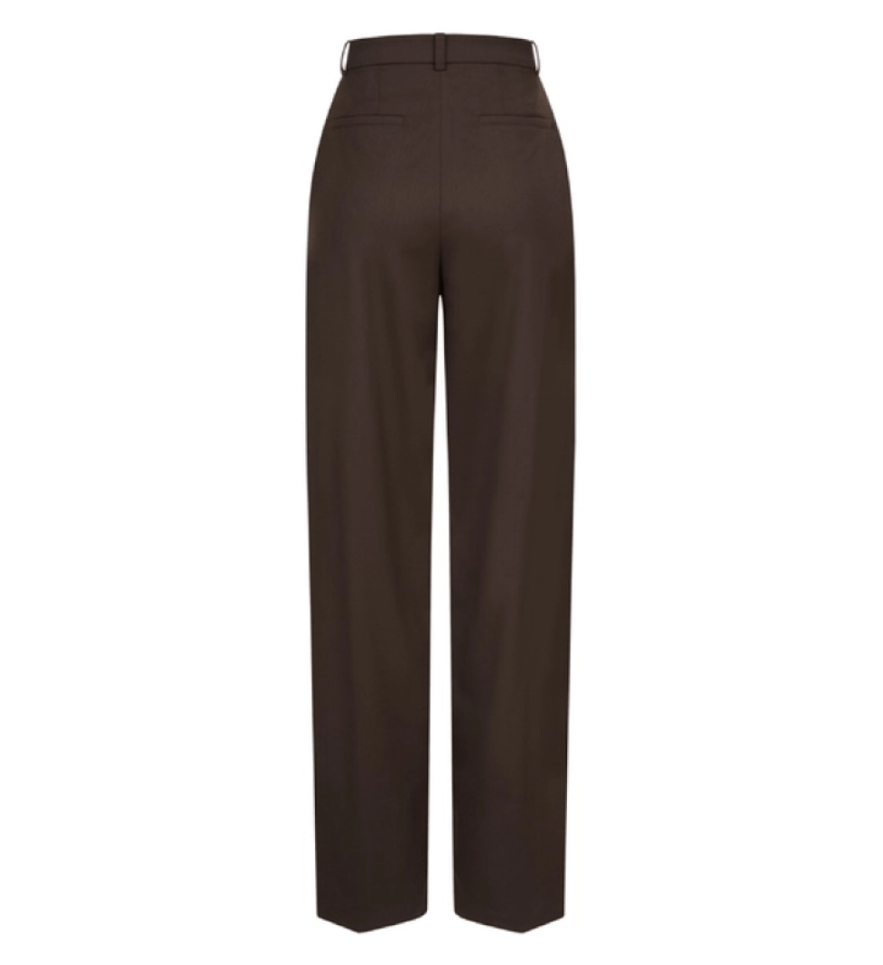 BAZHANE Wollen pants relax on a medium fit brown