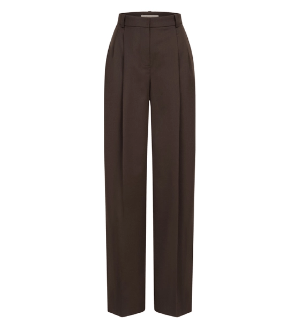 BAZHANE Wollen pants relax on a medium fit brown