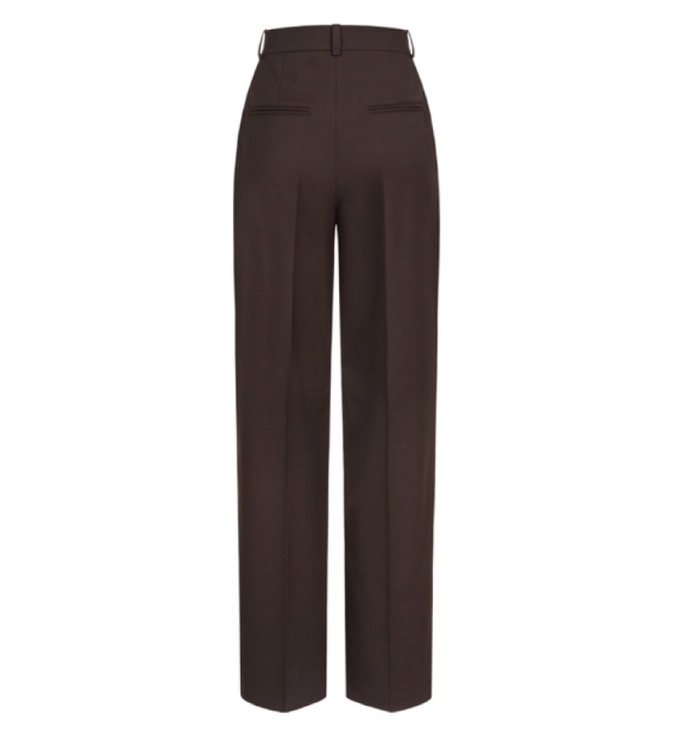 BAZHANE Woolen pants on a medium fit with arrows brown