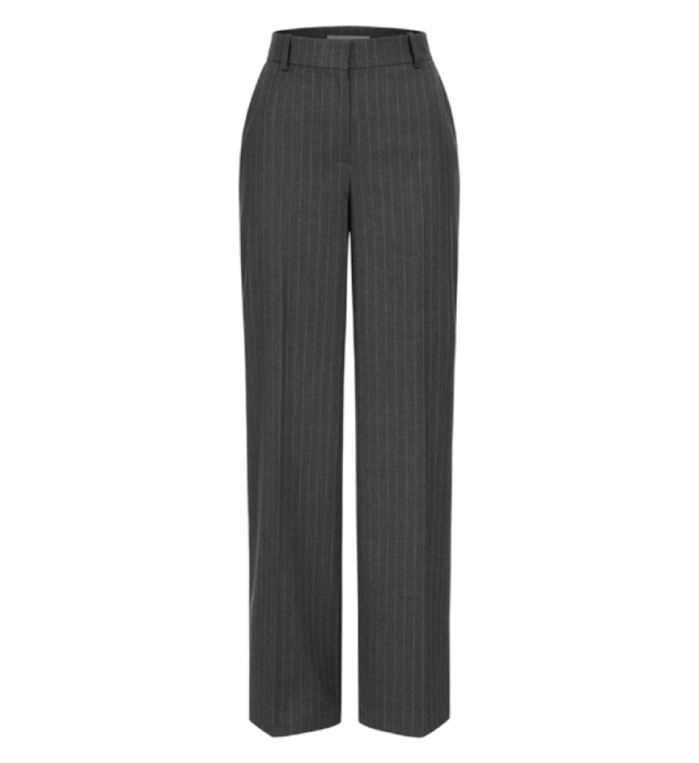 BAZHANE Woolen pants on a medium fit with arrows grey striped