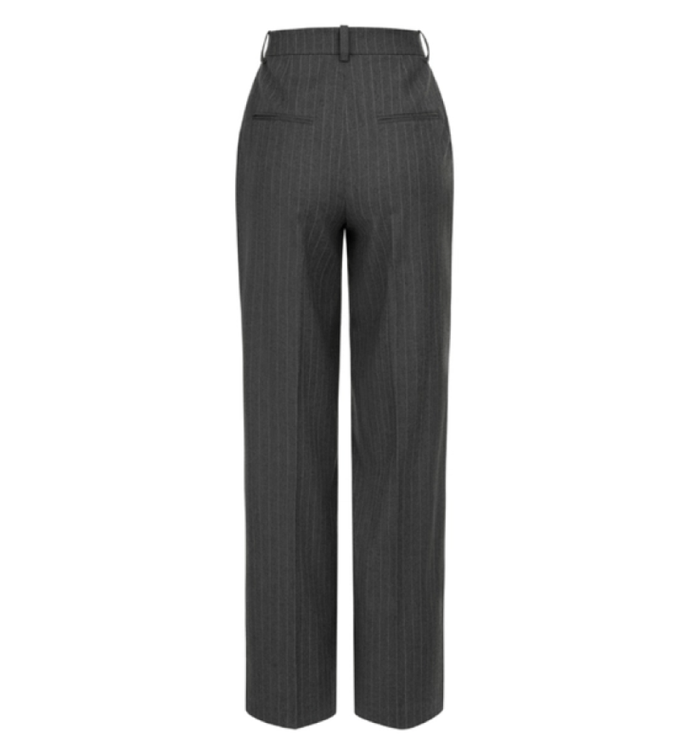 BAZHANE Woolen pants on a medium fit with arrows grey striped