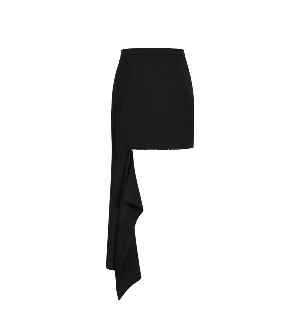 BAZHANE Cotton mini skirt with a cut off part black