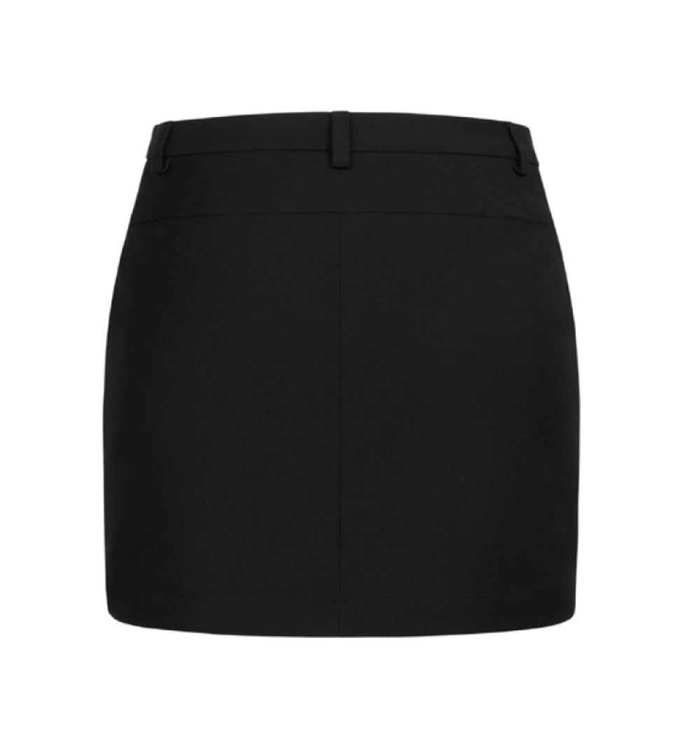 BAZHANE woolen mid-rise mini skirt black