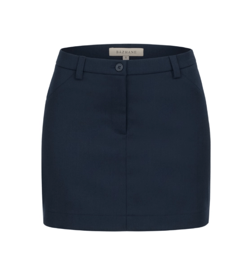 BAZHANE woolen mid-rise mini skirt blue