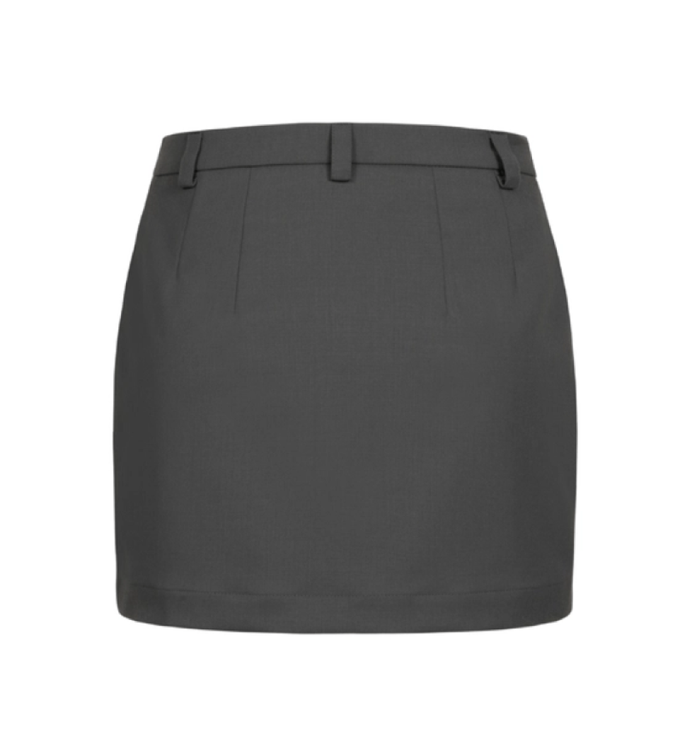 BAZHANE woolen mid-rise mini skirt graphite