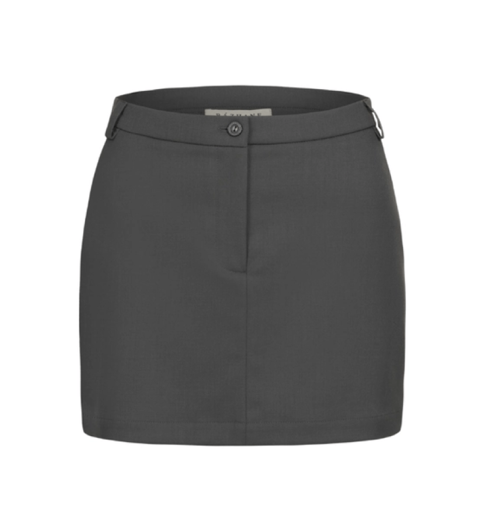 BAZHANE woolen mid-rise mini skirt graphite