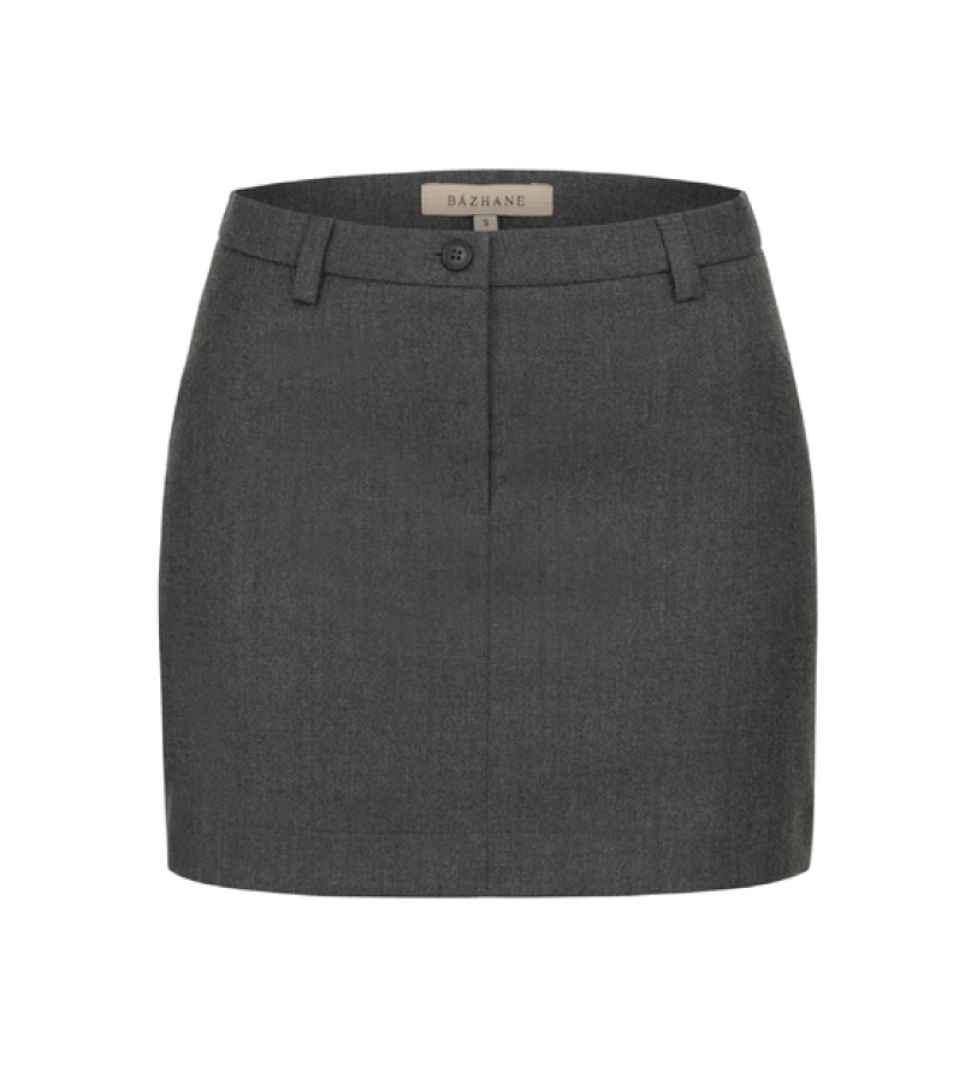 BAZHANE woolen mid-rise mini skirt grey