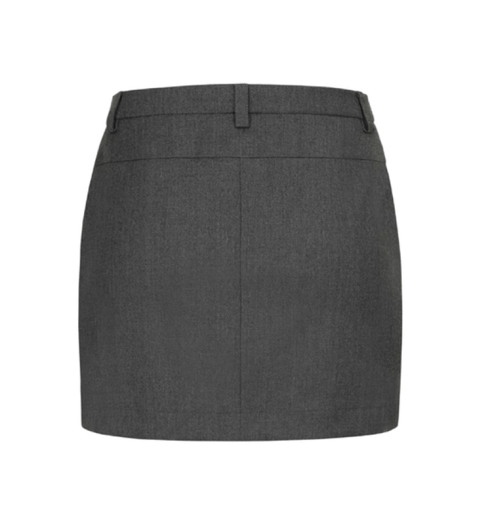 BAZHANE woolen mid-rise mini skirt grey