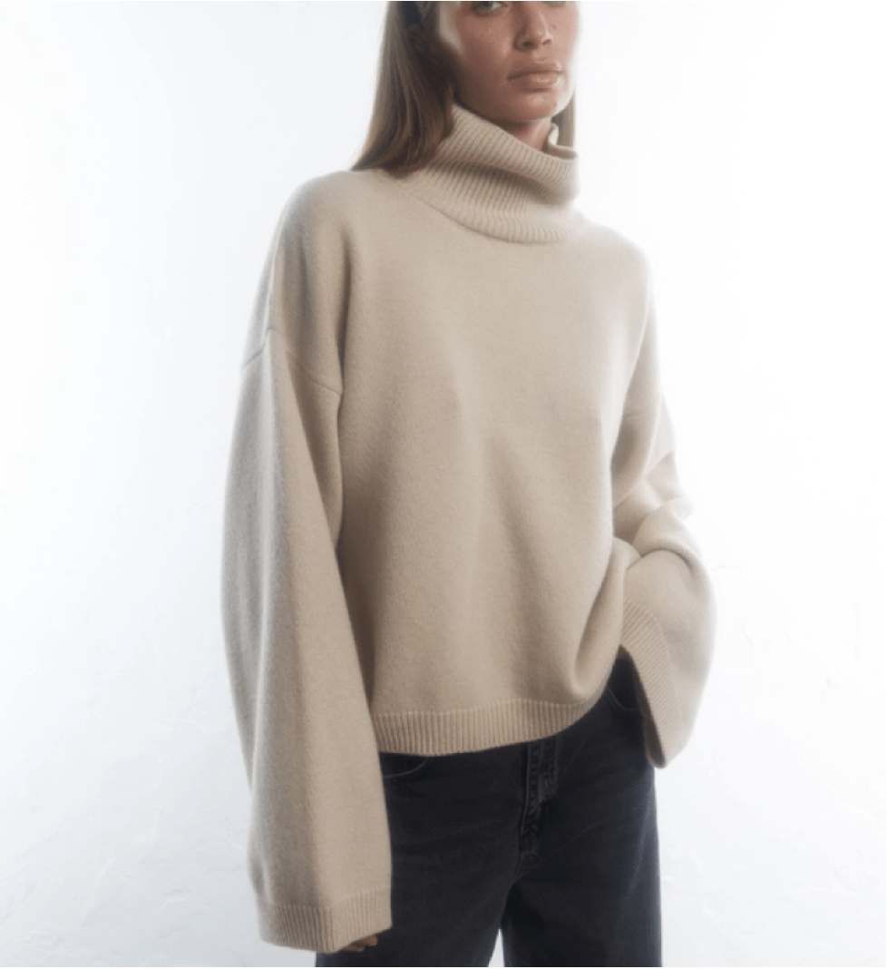 BAZHANE cropped oversized sweater beige