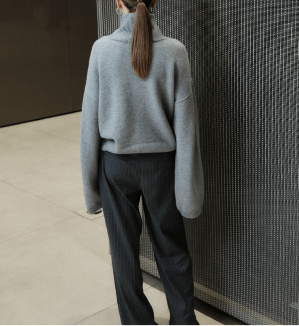 BAZHANE cropped oversized sweater grey