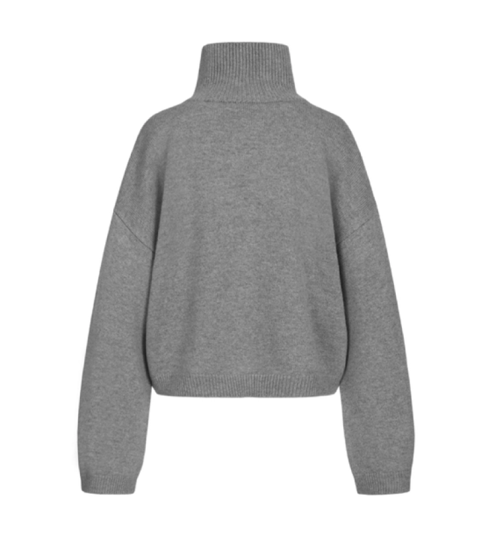 BAZHANE cropped oversized sweater grey