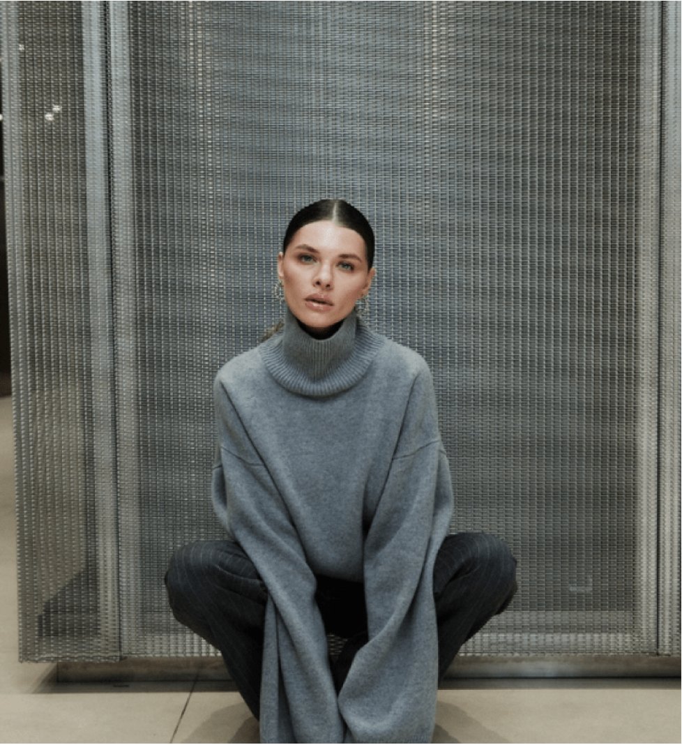 BAZHANE cropped oversized sweater grey