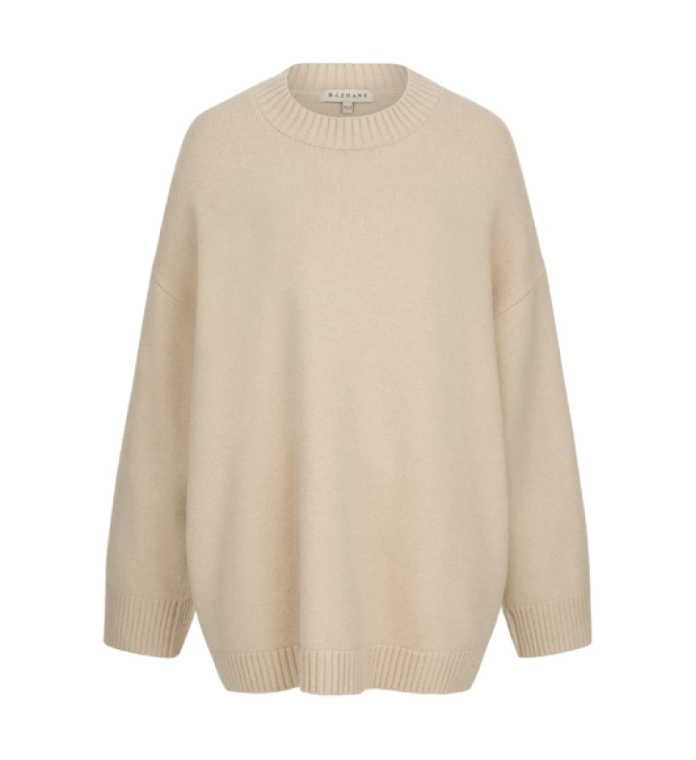 BAZHANE elongated oversized sweater beige