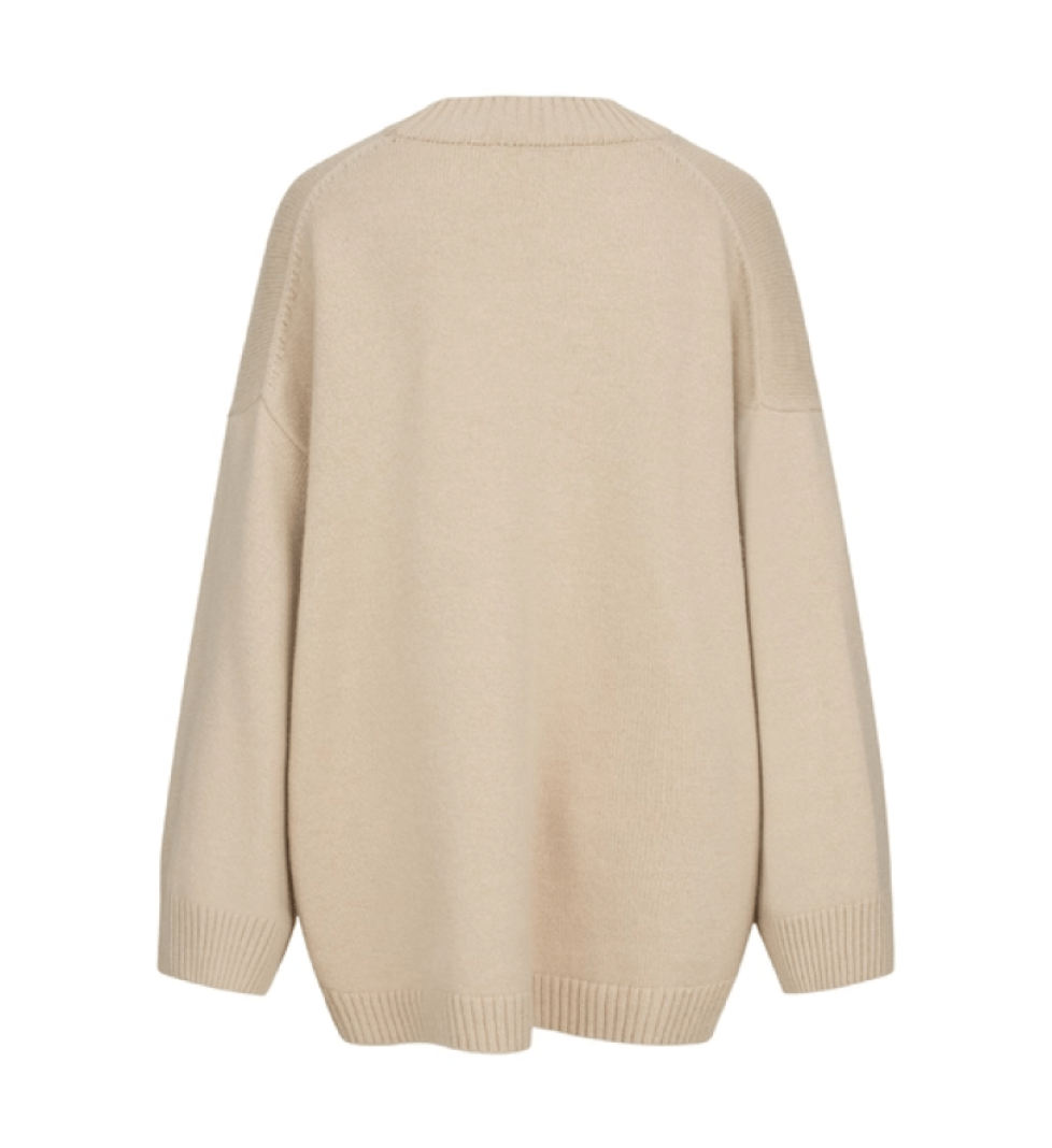 BAZHANE elongated oversized sweater beige