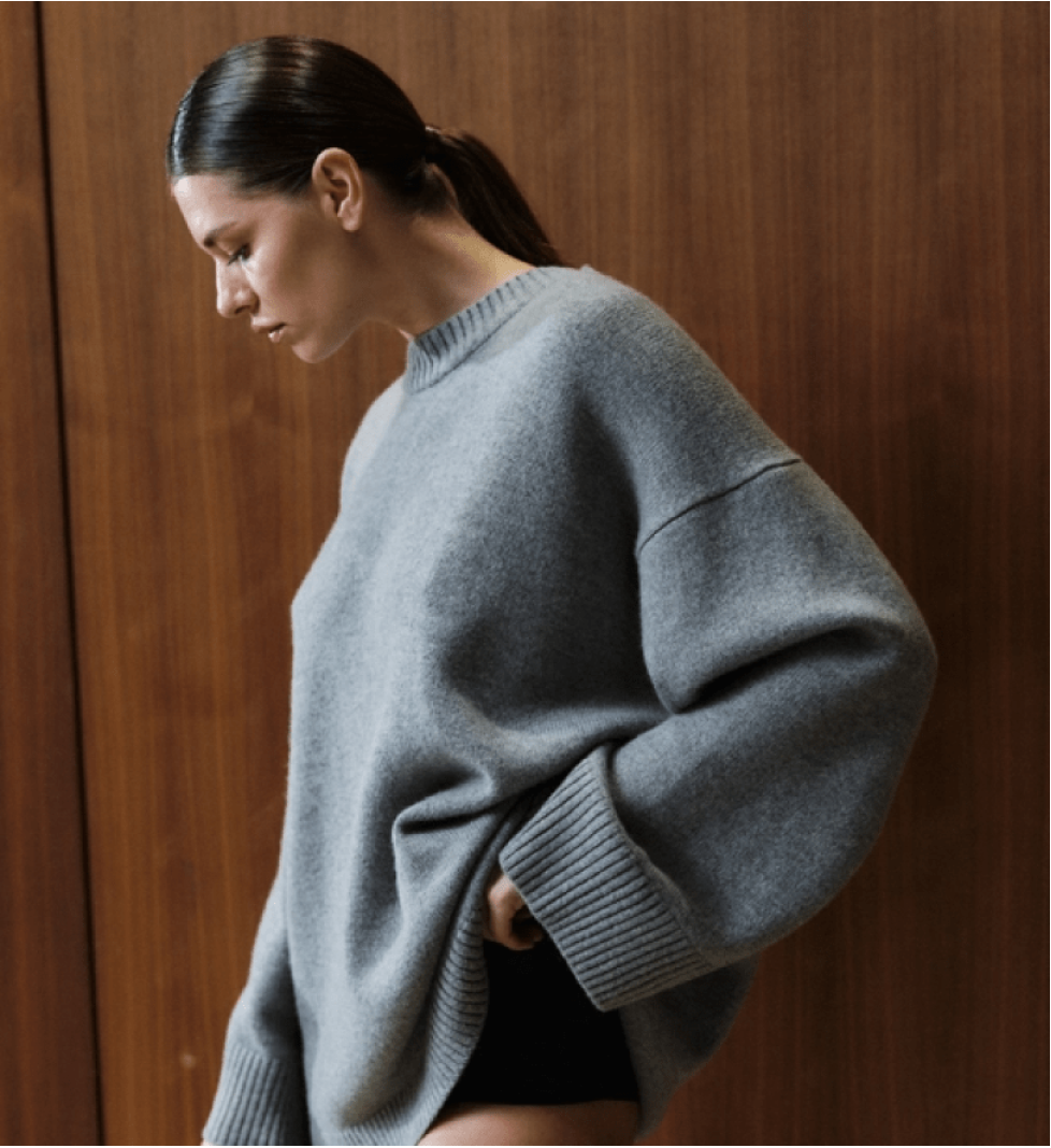 BAZHANE elongated oversized sweater grey