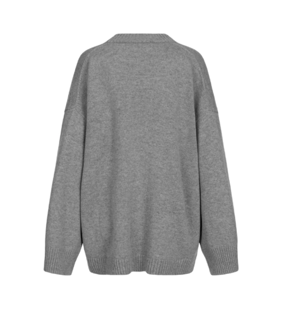 BAZHANE elongated oversized sweater grey