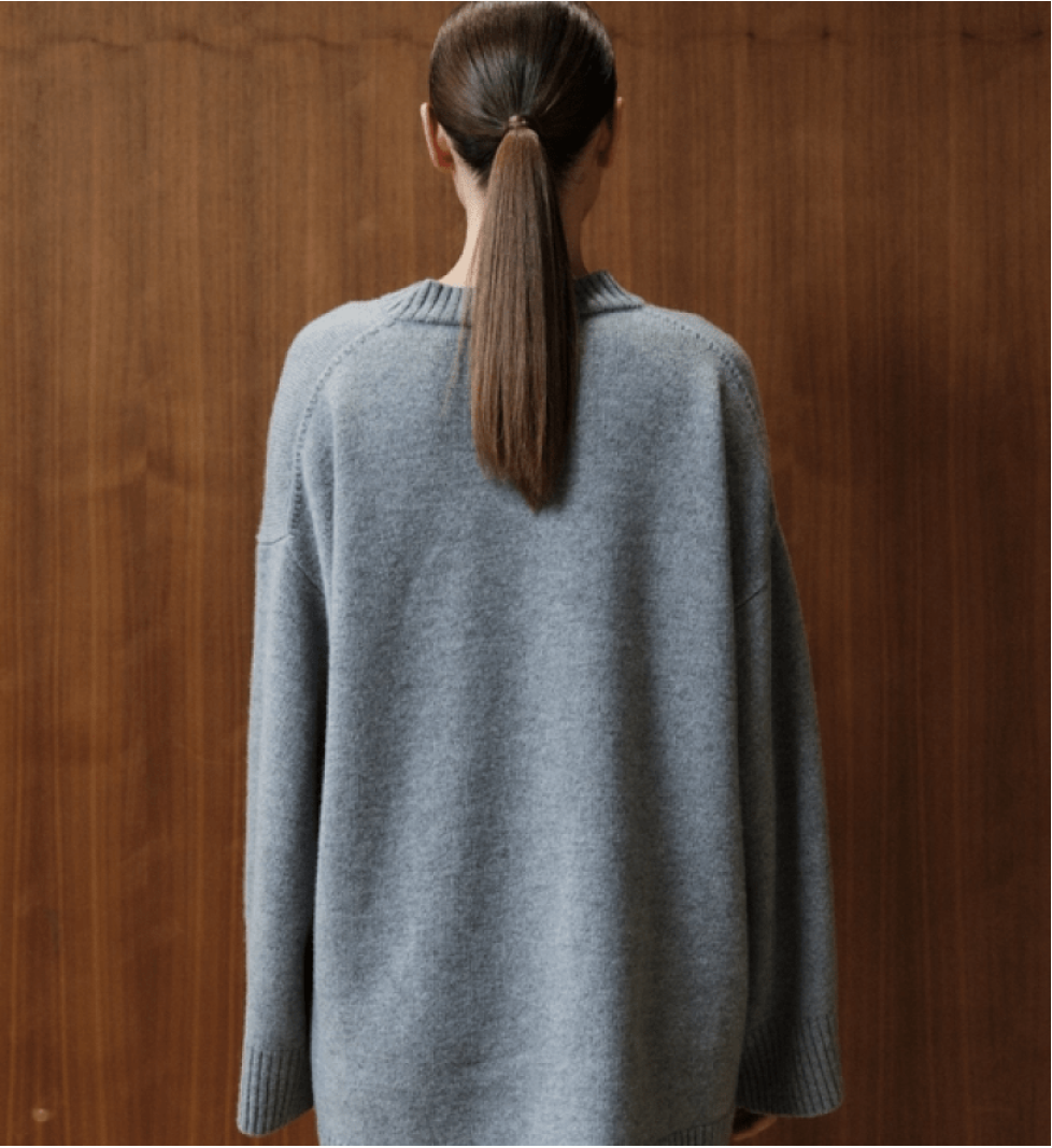 BAZHANE elongated oversized sweater grey
