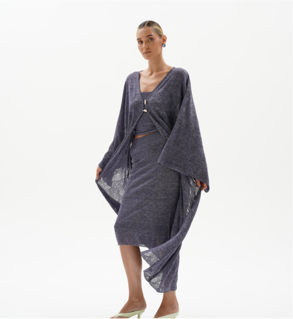 BlackSeaTribe Openwork robe violet
