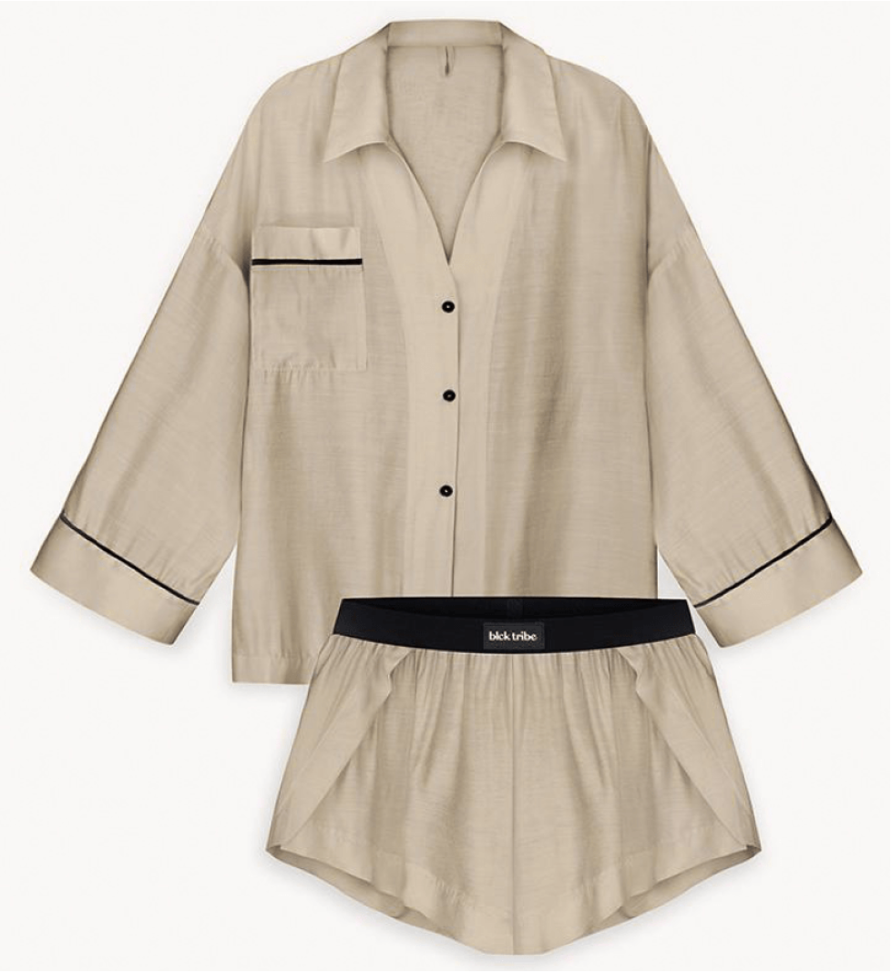 BlackSeaTribe Beige Suit Pajamas with Shorts