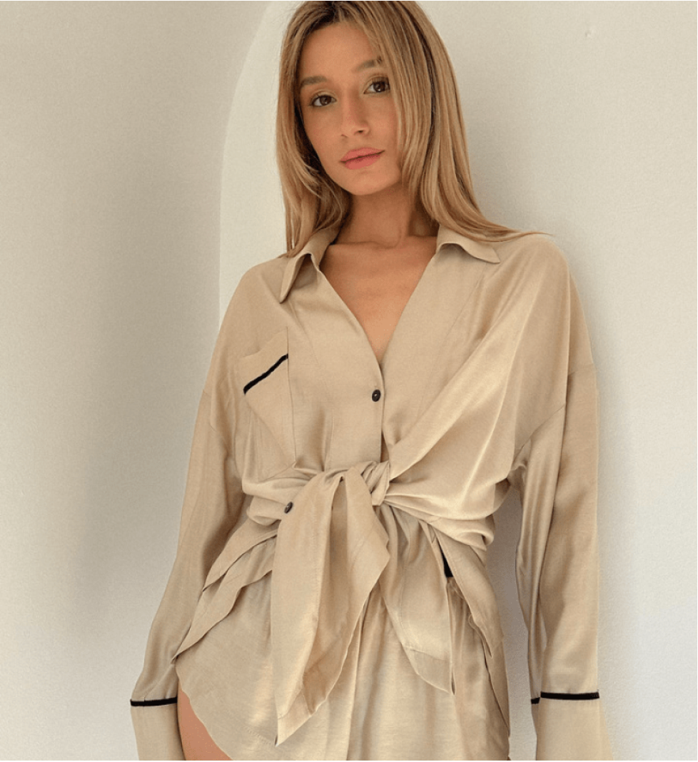 BlackSeaTribe Beige Suit Pajamas with Shorts