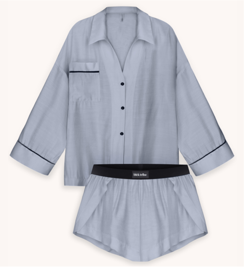 BlackSeaTribe Grey Suit Pajamas with Shorts