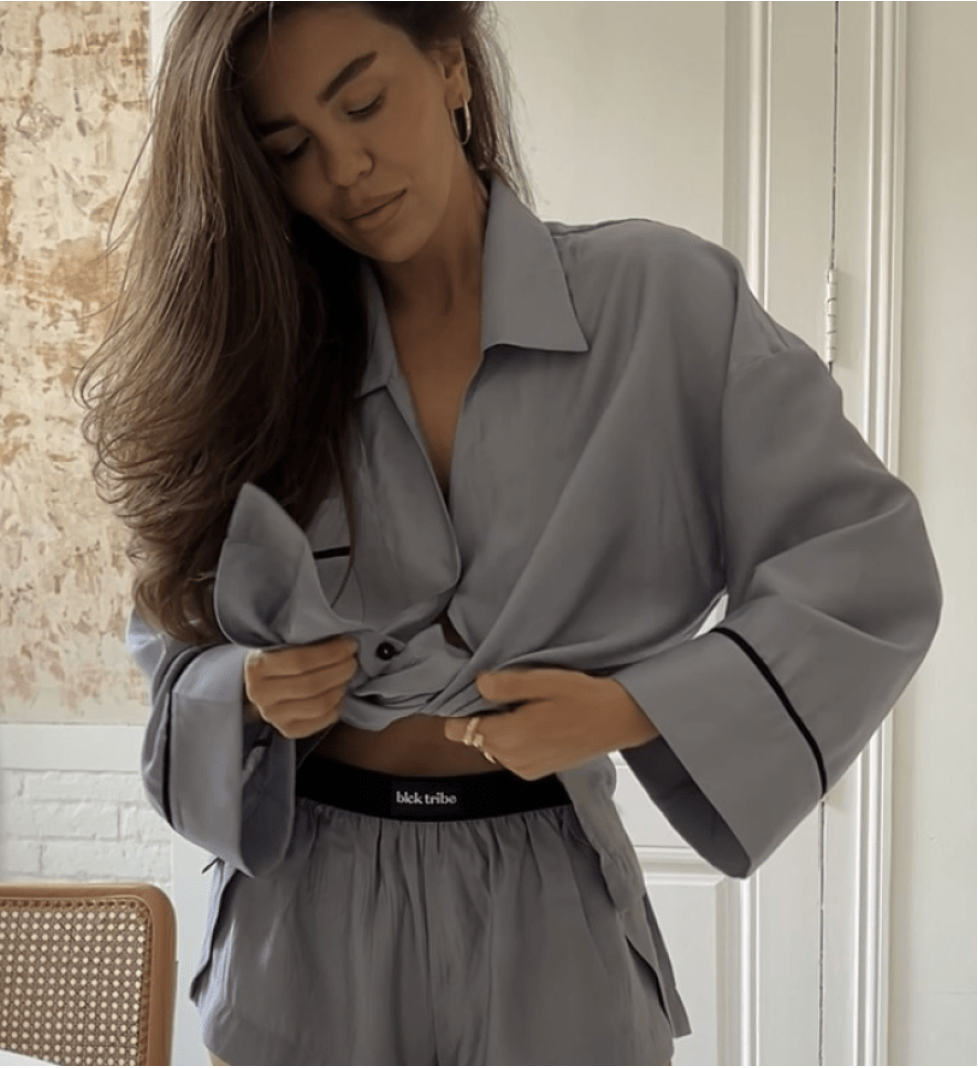 BlackSeaTribe Grey Suit Pajamas with Shorts