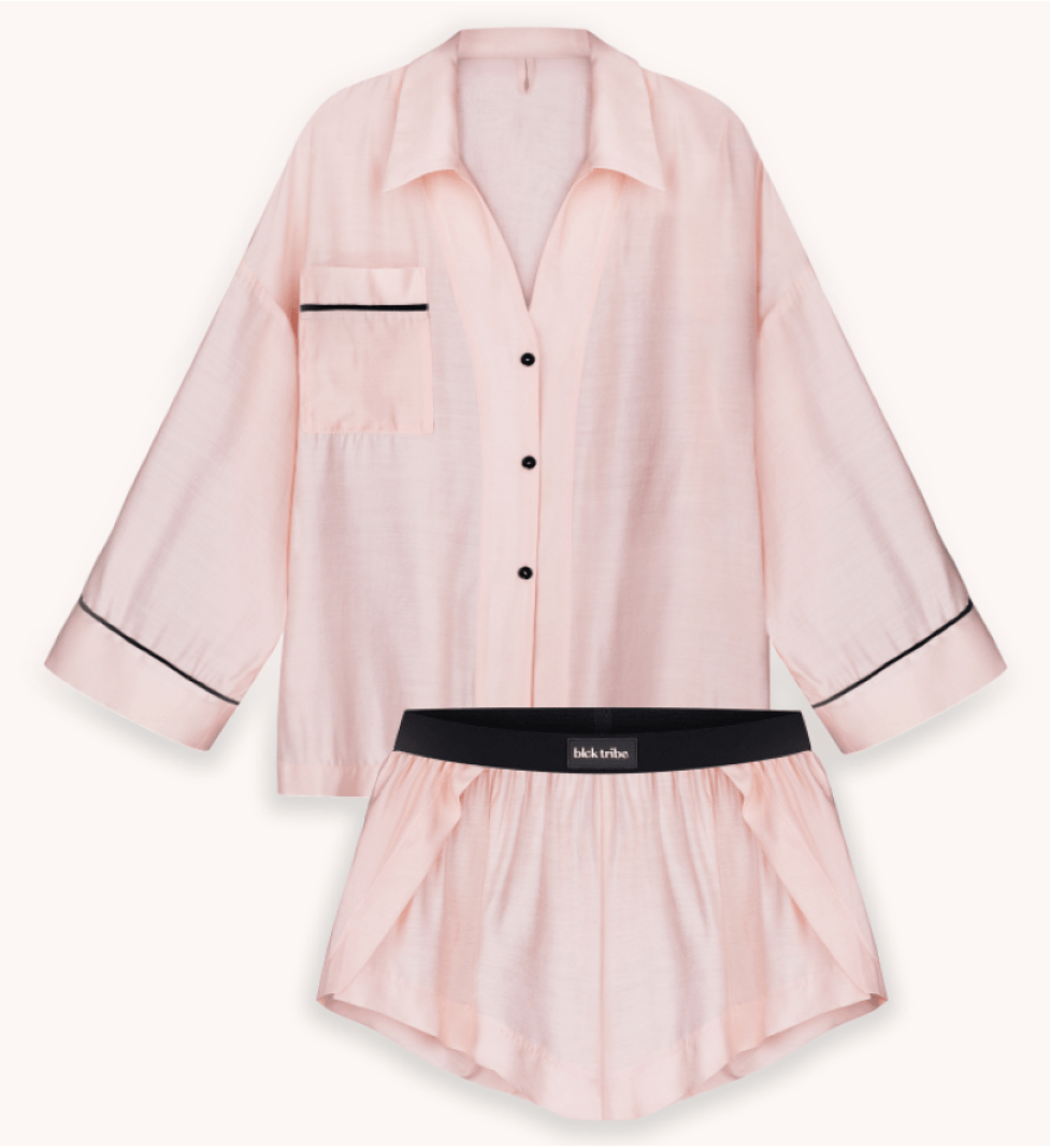 BlackSeaTribe Light Pink Suit Pajamas with Shorts