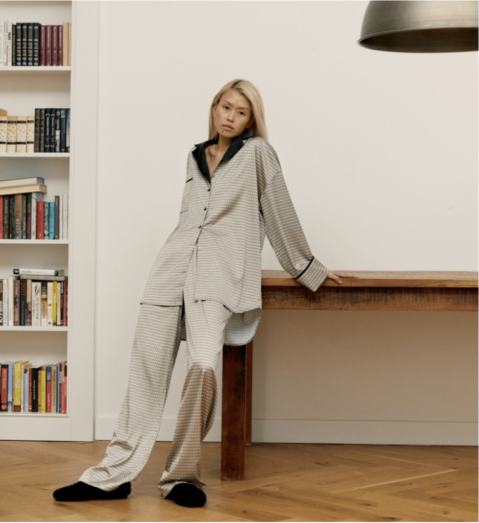 BlackSeaTribe Logo Pattern Beige Oversized Pajamas