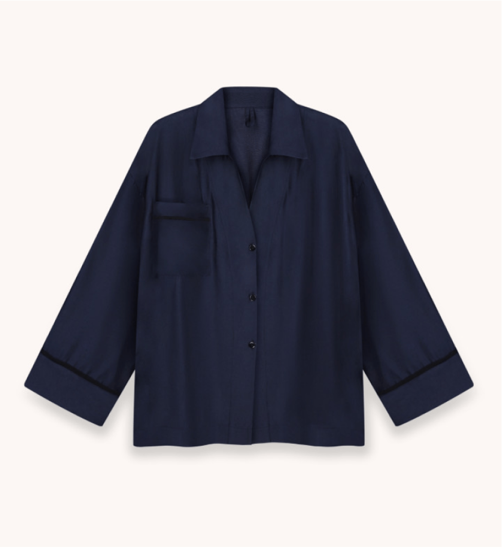 BlackSeaTribe Navy Blue Suit Pajamas with Shorts