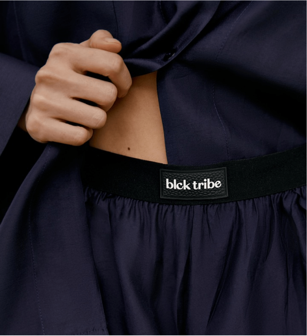 BlackSeaTribe Navy Blue Suit Pajamas with Shorts