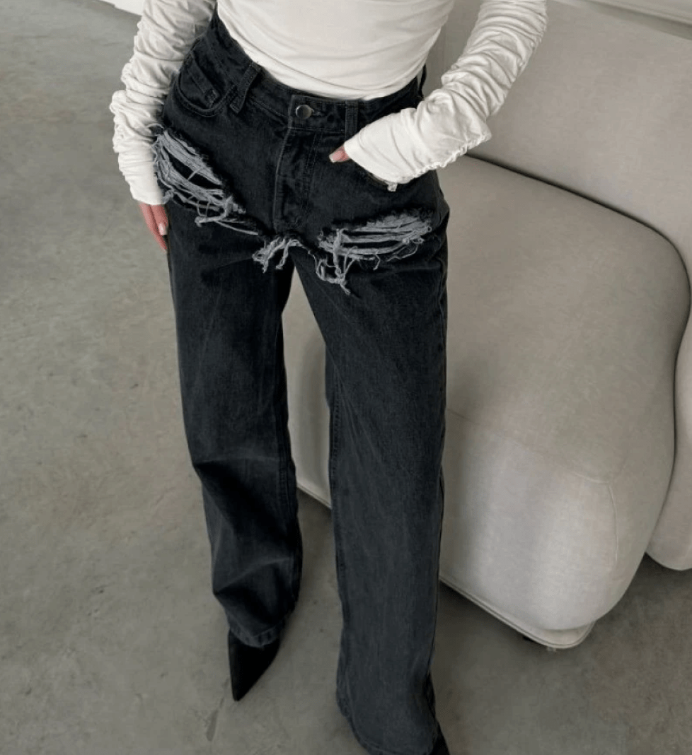 BLAZH' Straight fit jeans Distressed grey