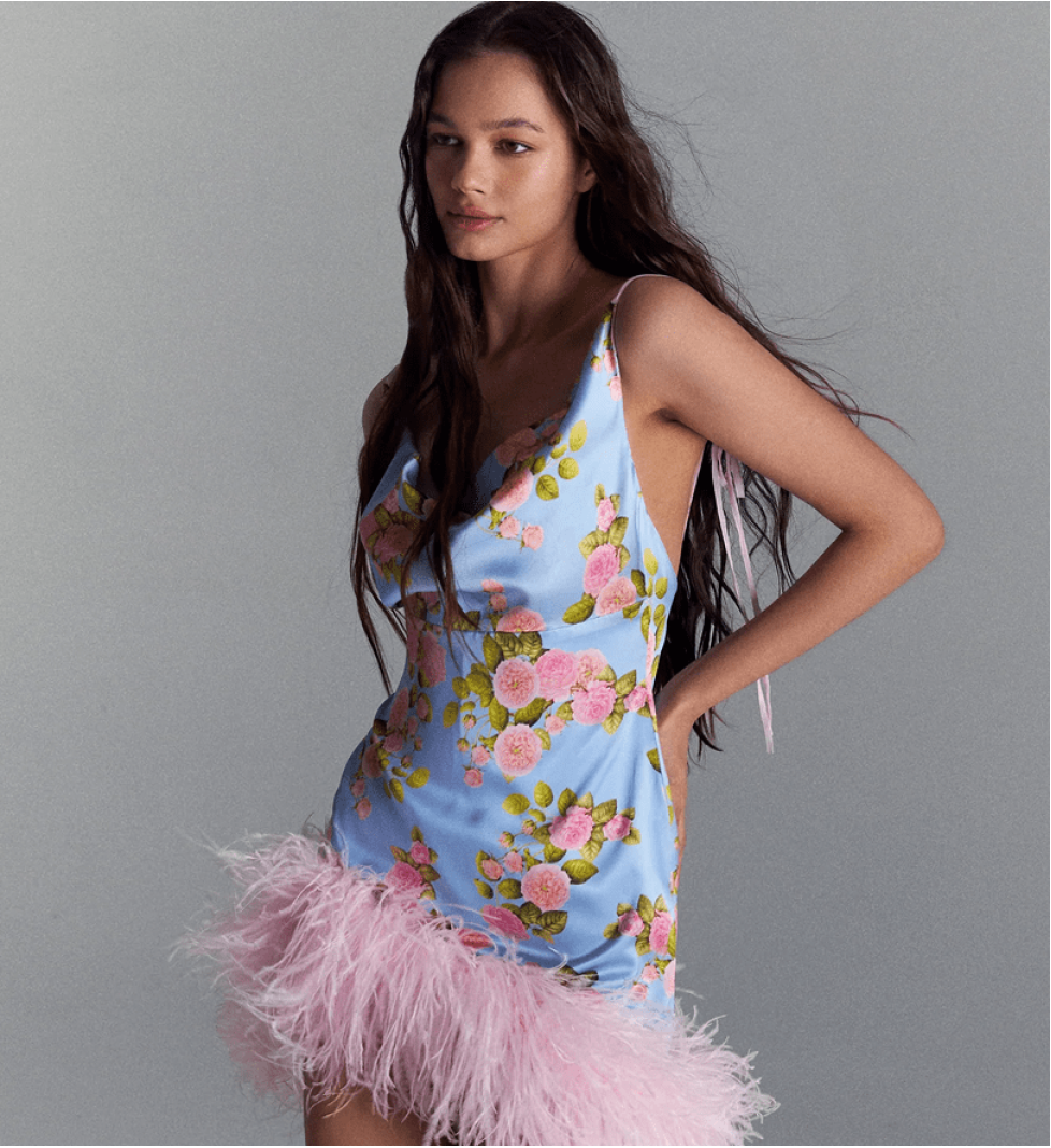 Blazy Shower Mini Paradise Bird Dress Blue/Pink