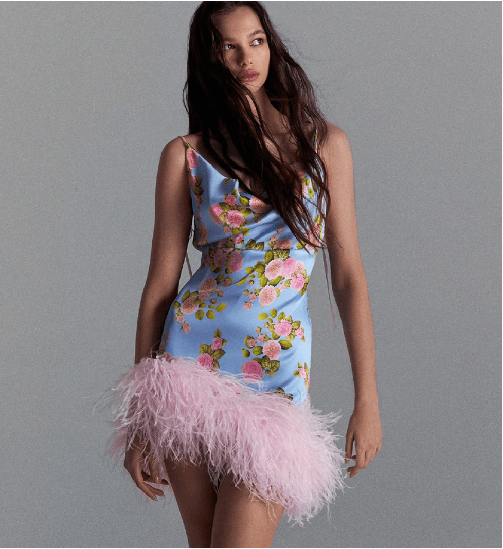 Blazy Shower Mini Paradise Bird Dress Blue/Pink