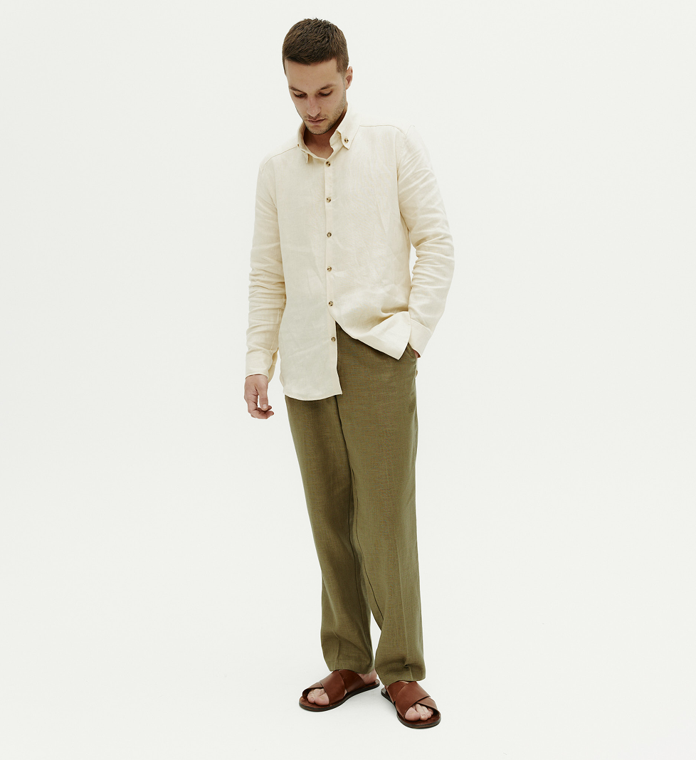 Blow Fashion Men's linen pants green