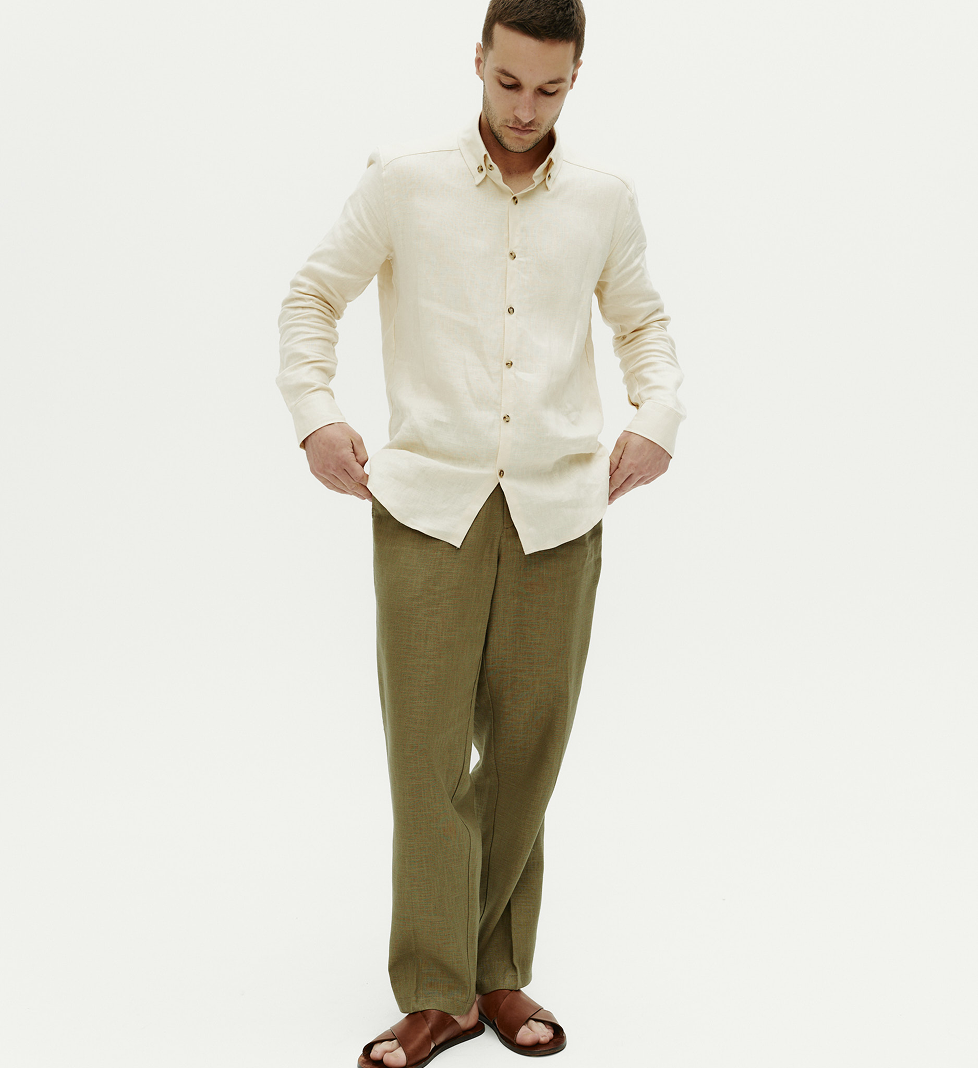 Blow Fashion Men's linen pants green