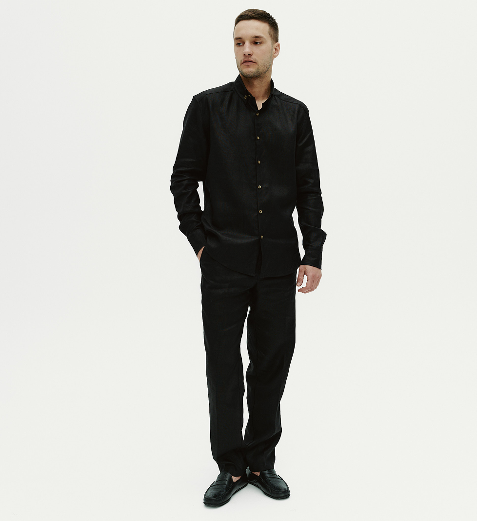 Blow Fashion Men's black linen shirt