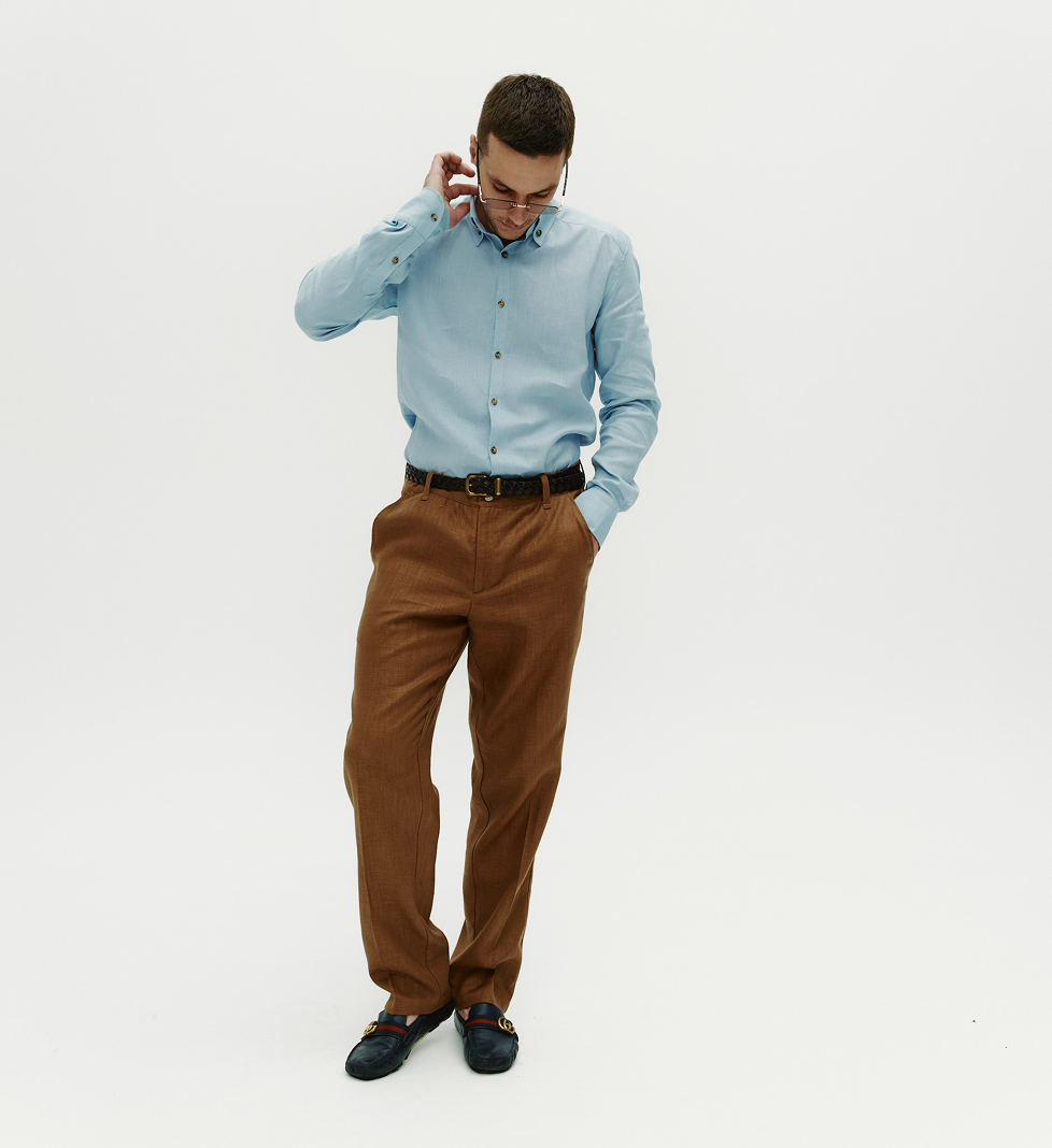Blow Fashion Men's blue linen shirt