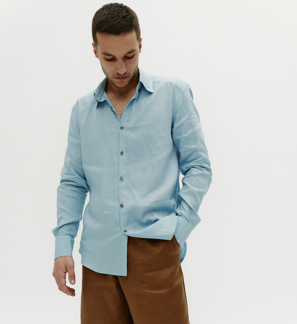 Blow Fashion Men's blue linen shirt